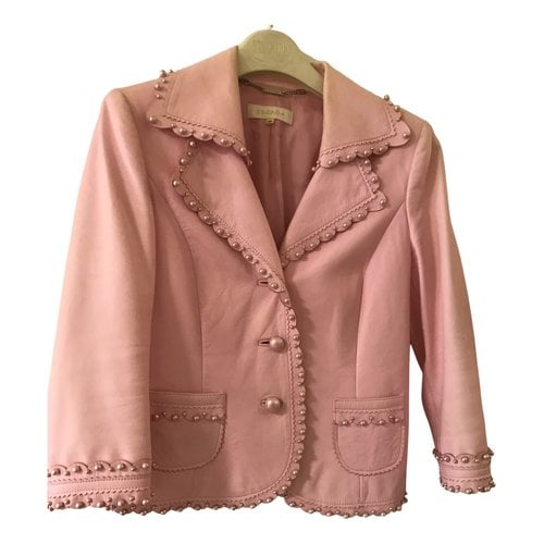 Pre-owned Escada Leather Jacket In Pink