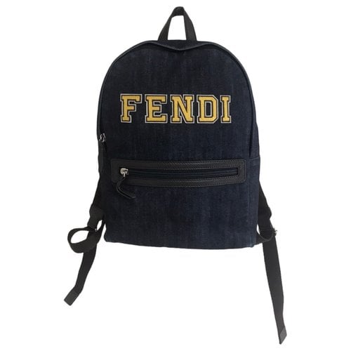 Pre-owned Fendi Cloth Backpack In Blue