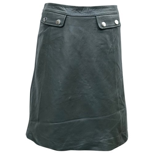 Pre-owned Selected Leather Mini Skirt In Green