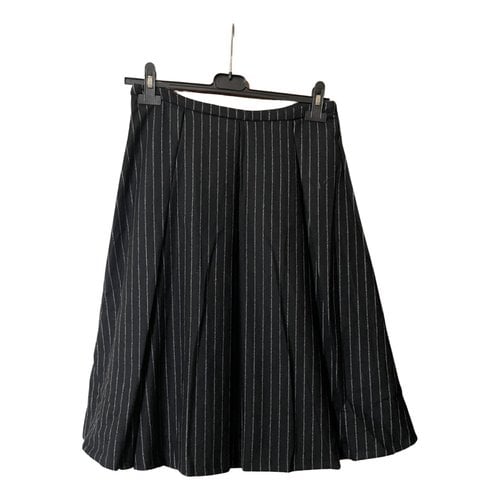 Pre-owned Moncler Wool Maxi Skirt In Black