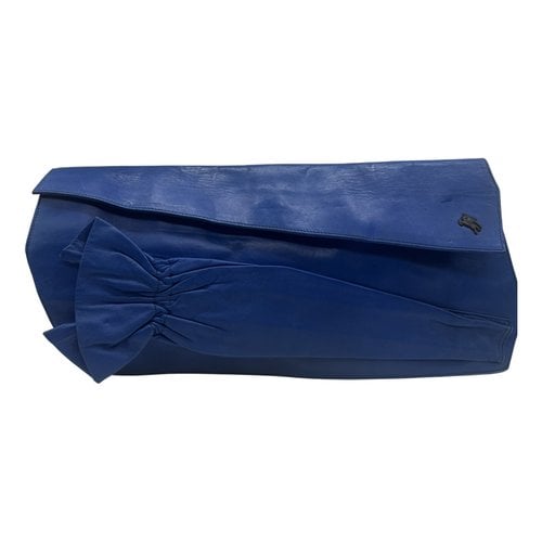 Pre-owned Burberry Leather Clutch Bag In Blue