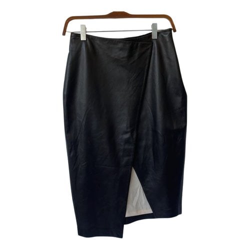Pre-owned Zeynep Arcay Leather Mid-length Skirt In Black