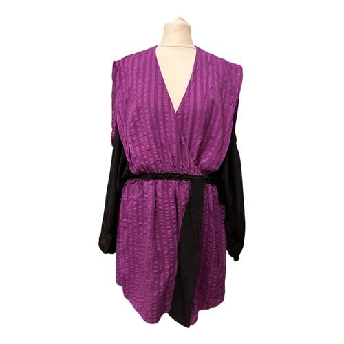 Pre-owned Balenciaga Silk Mini Dress In Purple