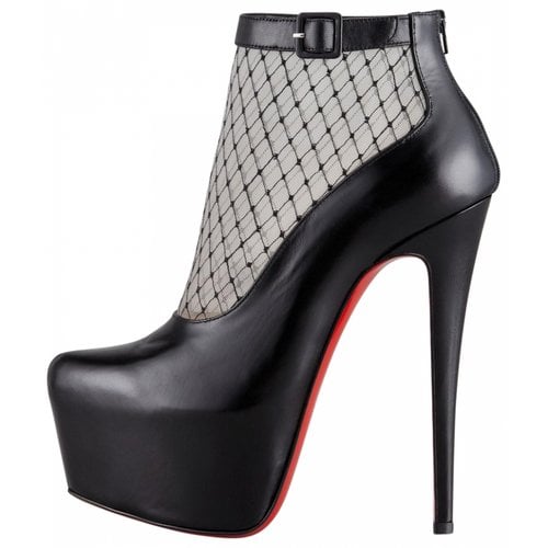 Pre-owned Christian Louboutin Leather Ankle Boots In Black