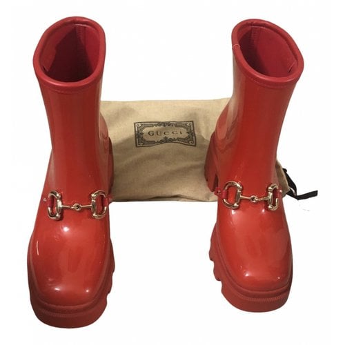 Pre-owned Gucci Wellington Boots In Red