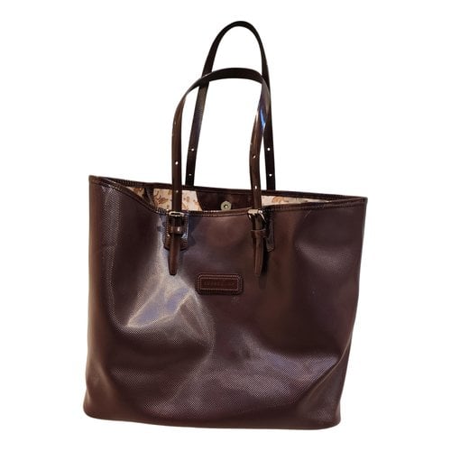 Pre-owned Longchamp Leather Tote In Burgundy