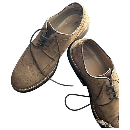 Pre-owned Massimo Dutti Lace Ups In Beige