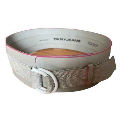Pre-owned Dkny Leather Belt In Grey