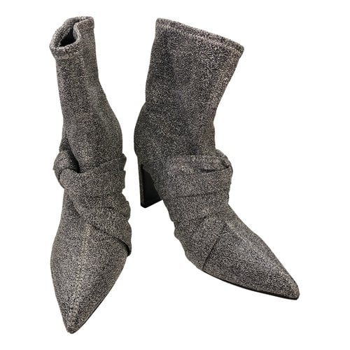 Pre-owned Sigerson Morrison Glitter Ankle Boots In Silver