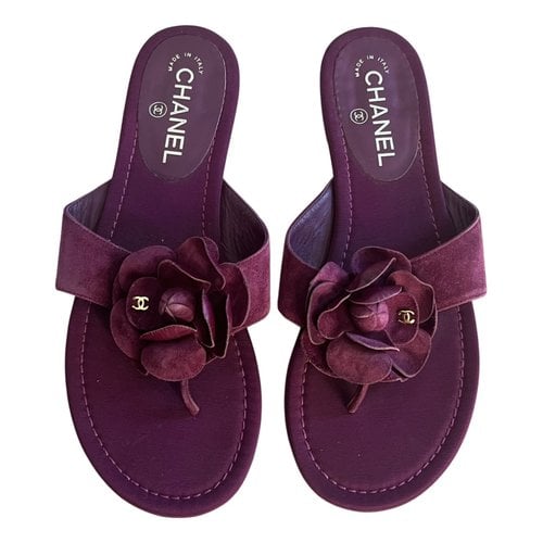 Pre-owned Chanel Dad Sandals Flip Flops In Purple