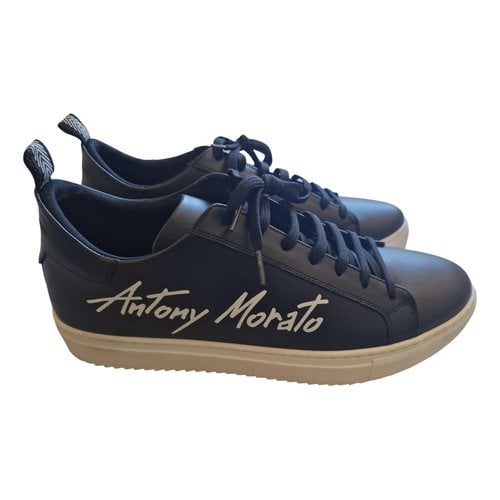 Pre-owned Antony Morato Leather Trainers In Black