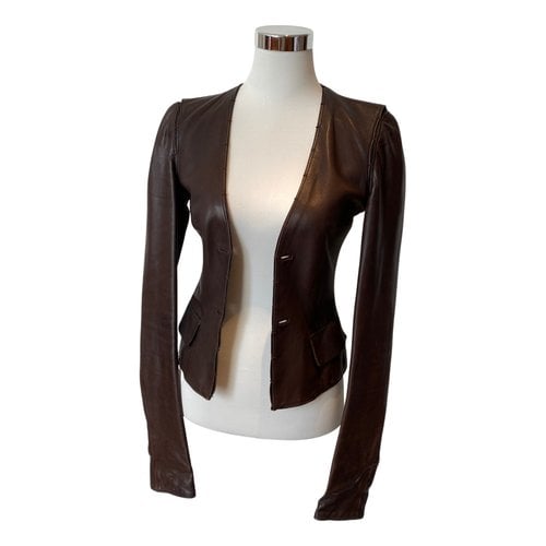 Pre-owned Saint Laurent Leather Blazer In Brown