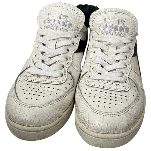 Pre-owned Diadora Leather Trainers In White