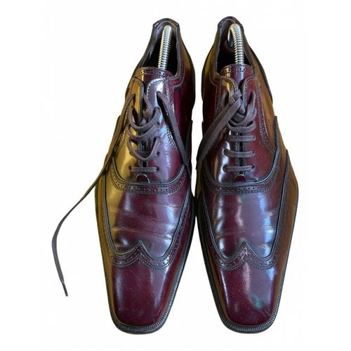 Pre-owned Dsquared2 Leather Lace Ups In Burgundy