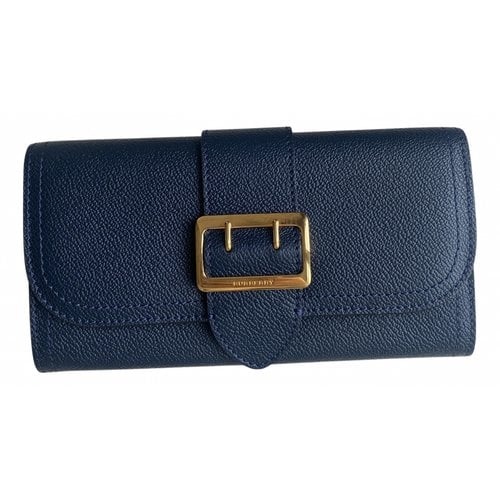 Pre-owned Burberry Leather Wallet In Navy