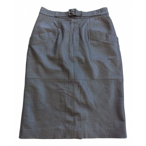 Pre-owned Burberry Leather Mid-length Skirt In Grey