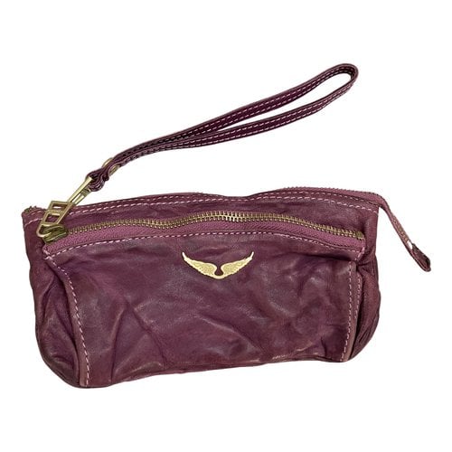 Pre-owned Zadig & Voltaire Leather Clutch Bag In Purple