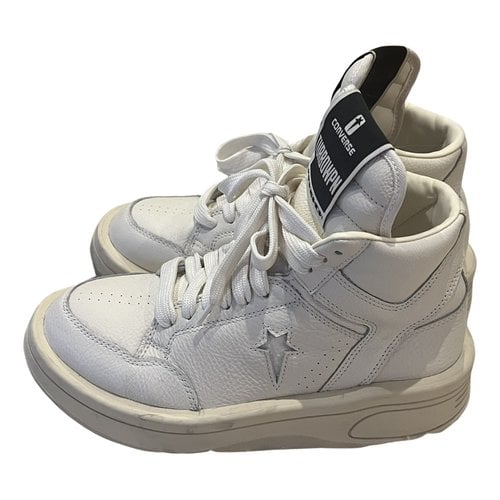 Pre-owned Rick Owens Drkshdw Leather Trainers In White