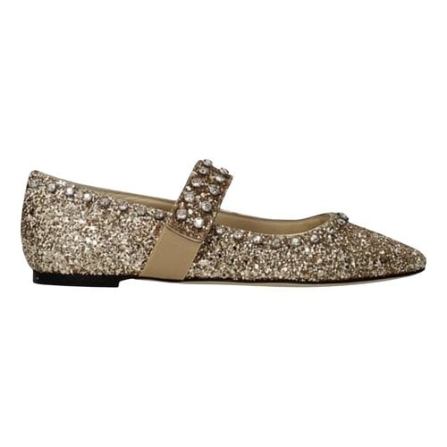 Pre-owned Jimmy Choo Glitter Ballet Flats In Gold