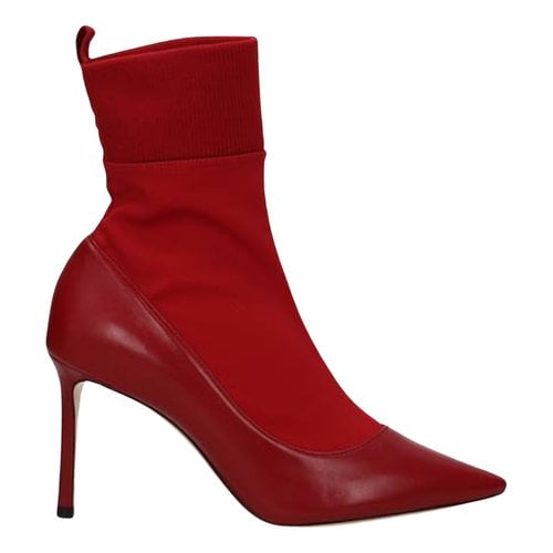 Pre-owned Jimmy Choo Leather Ankle Boots In Red