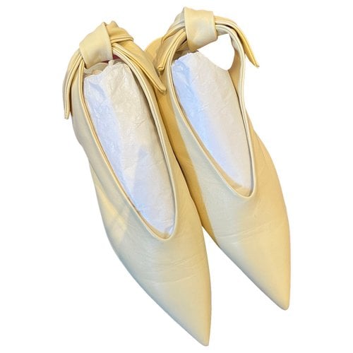 Pre-owned Jil Sander Leather Ballet Flats In Beige