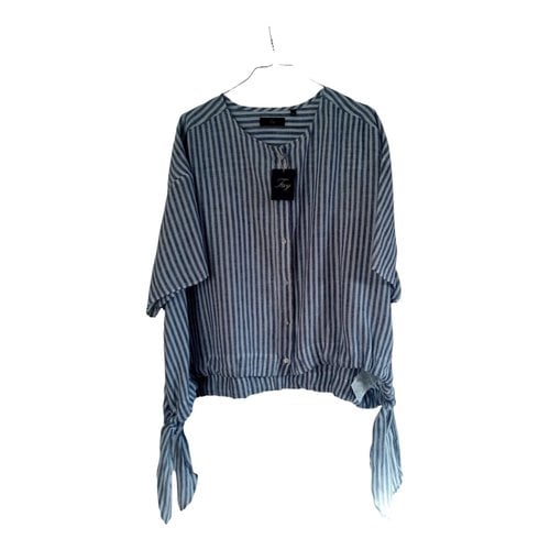 Pre-owned Fay Linen Blouse In Navy