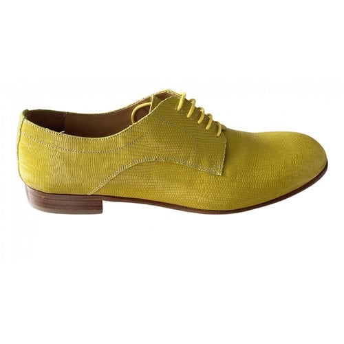 Pre-owned Maison Margiela Leather Lace Ups In Yellow