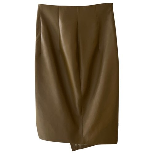 Pre-owned Off-white Leather Mid-length Skirt In Khaki