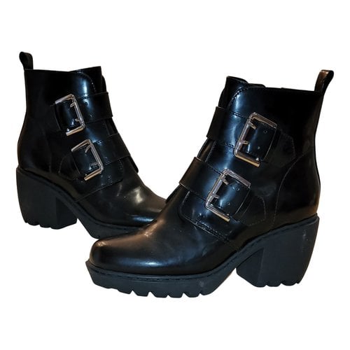 Pre-owned Opening Ceremony Leather Biker Boots In Black