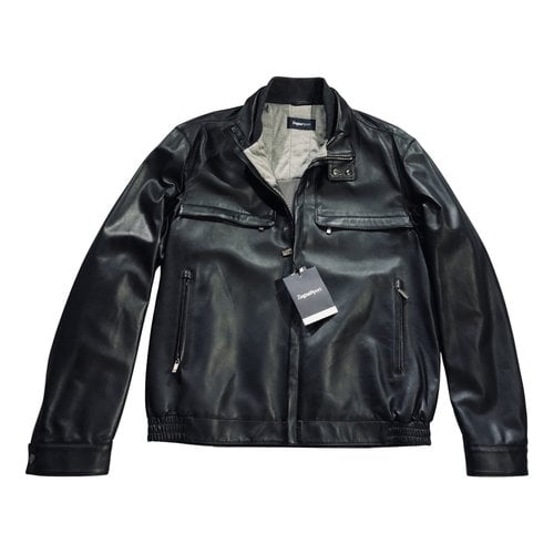Pre-owned Zegna Leather Jacket In Black