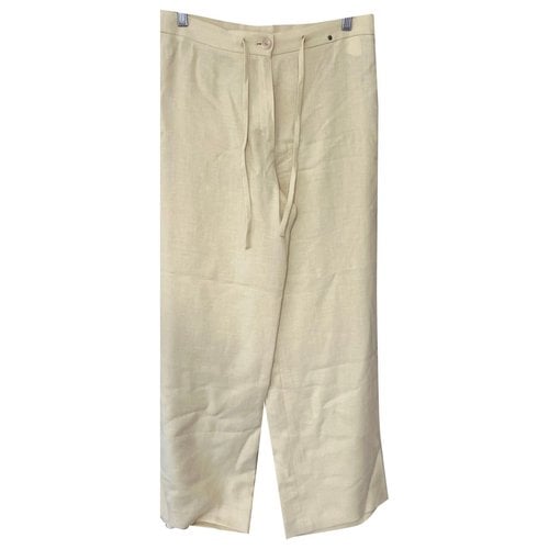 Pre-owned Aigner Linen Large Pants In Beige