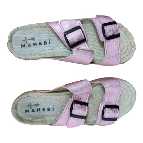 Pre-owned Manebi Leather Espadrilles In Pink