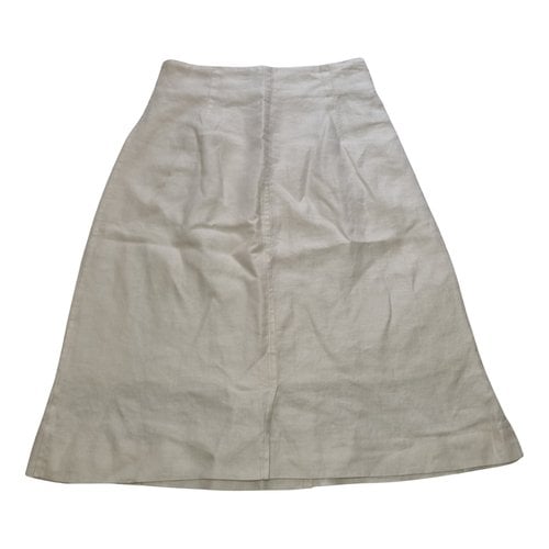 Pre-owned Kenzo Linen Mid-length Skirt In Beige