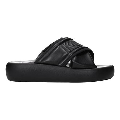 Pre-owned Karl Lagerfeld Vegan Leather Sandals In Black