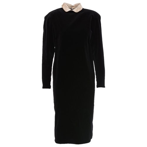 Pre-owned Versace Velvet Mid-length Dress In Black