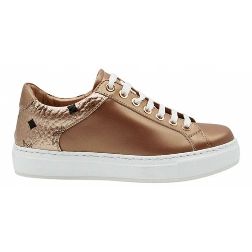 Pre-owned Mcm Leather Trainers In Gold