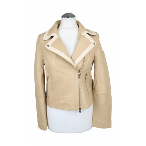 Pre-owned Marella Leather Jacket In Beige