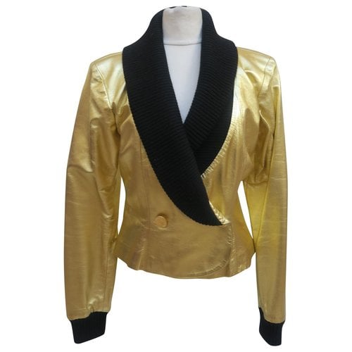 Pre-owned Saint Laurent Leather Short Vest In Gold