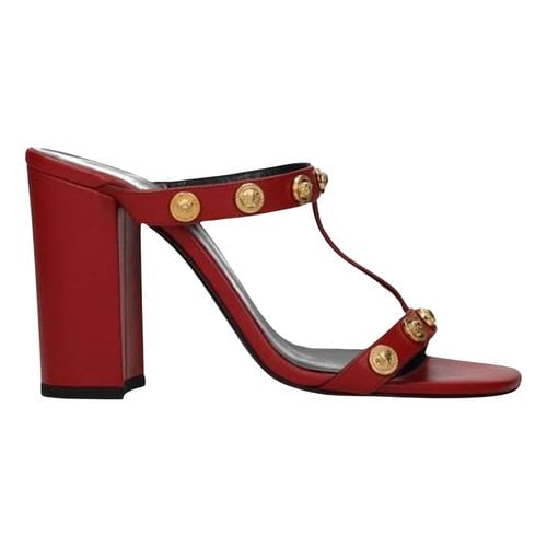 Pre-owned Versace Leather Sandal In Red
