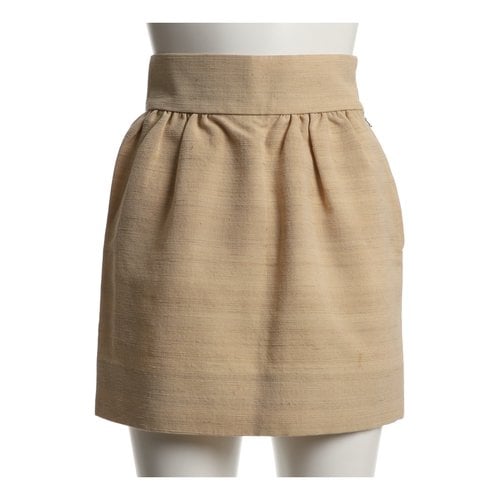 Pre-owned Balenciaga Silk Mini Skirt In Ecru