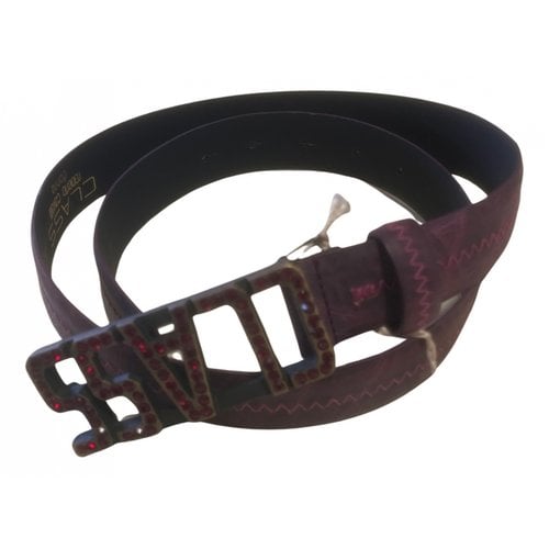 Pre-owned Class Cavalli Leather Belt In Burgundy