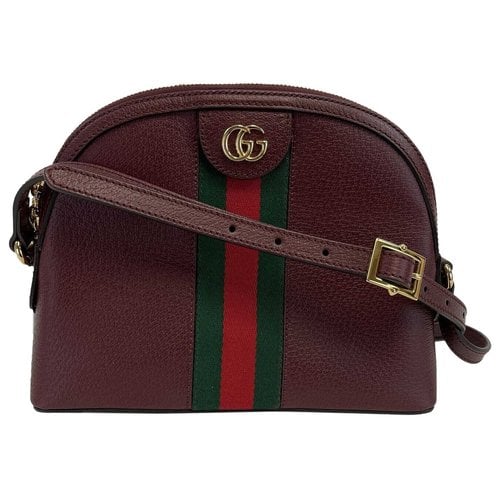 Pre-owned Gucci Leather Crossbody Bag In Burgundy