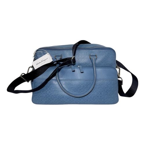 Pre-owned Ferragamo Leather Travel Bag In Blue