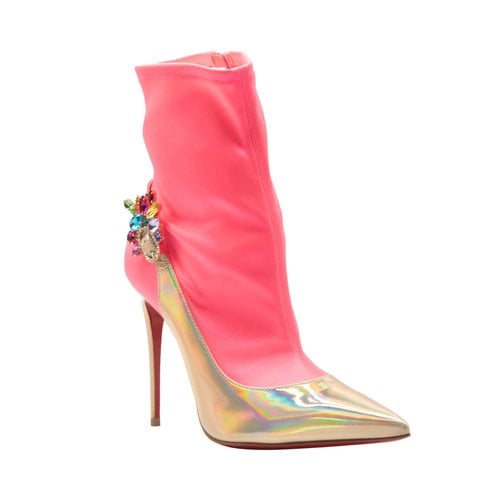 Pre-owned Christian Louboutin Leather Ankle Boots In Pink
