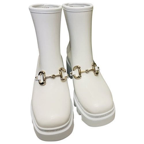 Pre-owned Gucci Ankle Boots In White