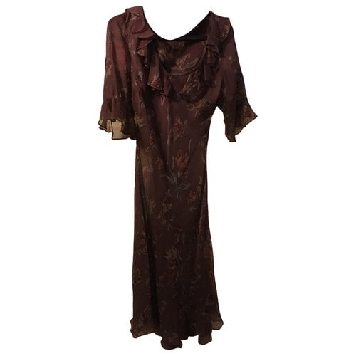 Pre-owned Ralph Lauren Silk Mid-length Dress In Burgundy