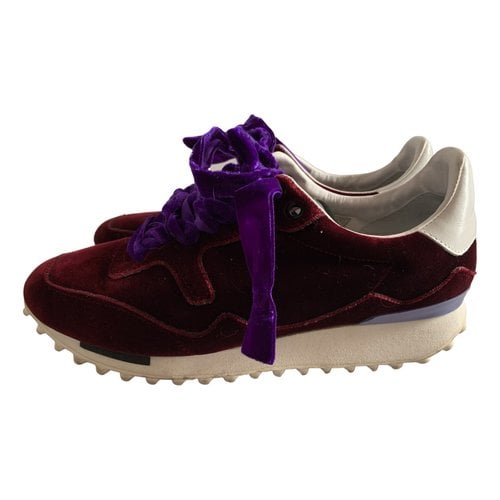 Pre-owned Golden Goose Starland Velvet Trainers In Purple