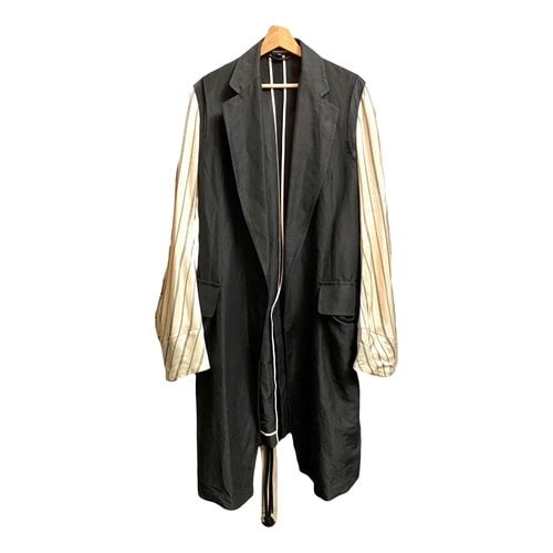Pre-owned Ann Demeulemeester Linen Coat In Black