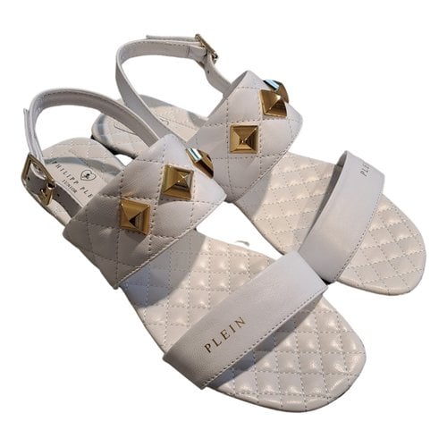 Pre-owned Philipp Plein Leather Sandal In White