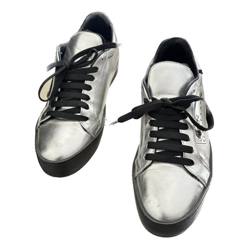 Pre-owned John Galliano Leather Trainers In Silver